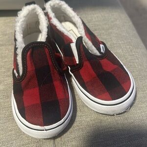 Toddler size 7.5 Vans Red checkered Slip on Shoes